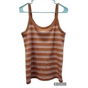 Arie Brown and white ribbed‎ cami top